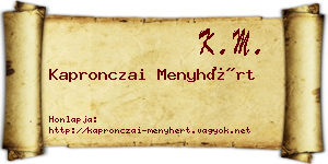 Kapronczai Menyhért névjegykártya