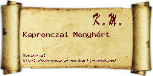 Kapronczai Menyhért névjegykártya
