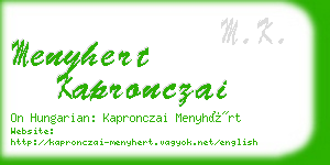 menyhert kapronczai business card